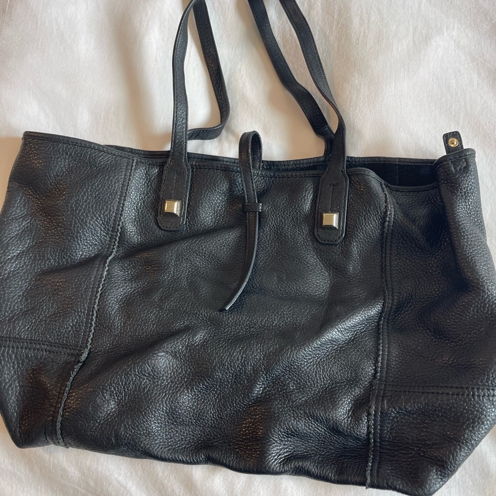 Stella & Dot Black Leather Tote